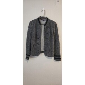 Tommy Hilfiger Jacket Womens Large Gray Knit Military Double Breasted Crest